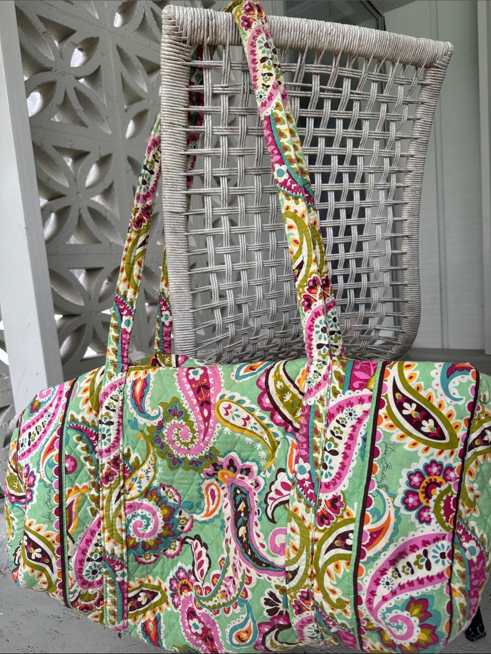 Vera Bradley Tutti Frutti Paisley Print Quilted Large Duffle Bag Y2K Cottagecore